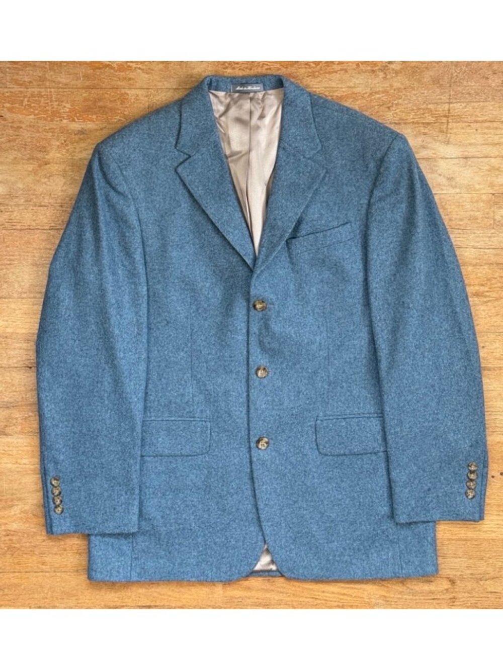 Vintage Mens Wool & Cashmere Blazer Size 40R Oscar de la Renta Blue 90s Jacket